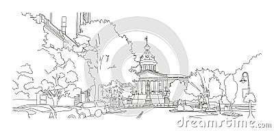 Columbia SC â€“ View on State House Vector Illustration